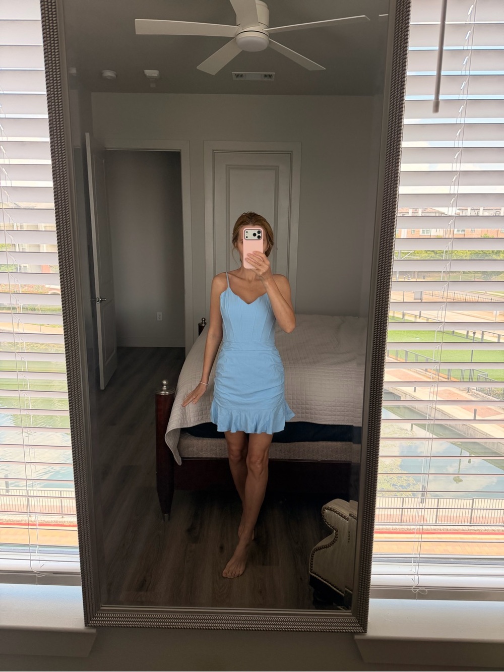 The Vintage Shop Light Blue Spaghetti-Strap Mini Dress